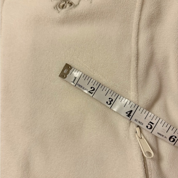 Disney Parks Minnie Mouse Embroidered Fleece Zip Up Hooded Jacket Cream Hoodie - Picture 8 of 10